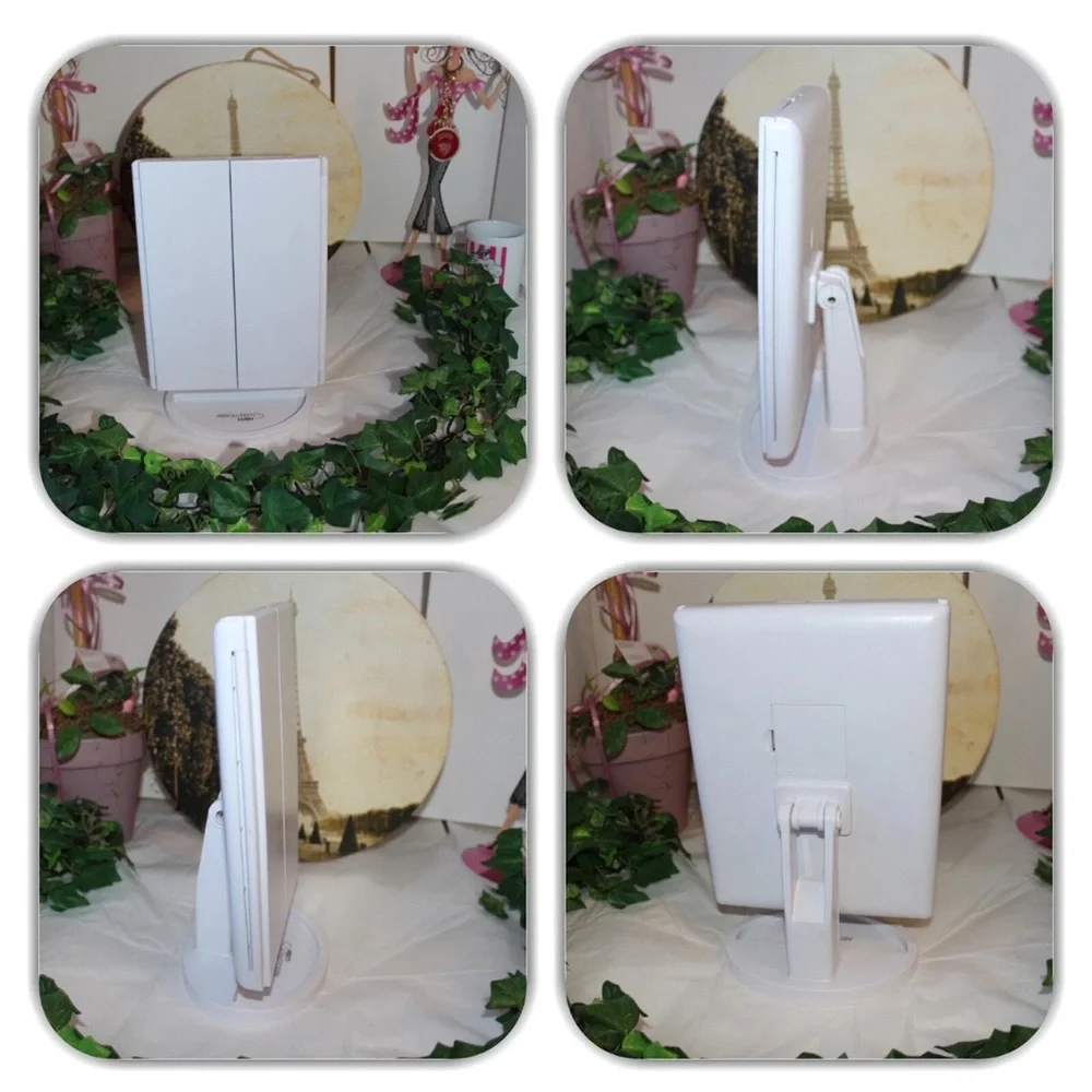 Absolutely Lush Dimmable LED Lighted Trifold‎ Makeup Mirror White Vanity Magnify